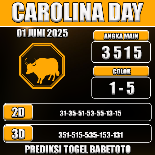 Prediksi Togel Carolina Day 01 Juni 2025