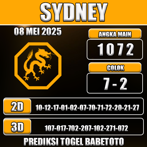 Prediksi Togel Sydney 08 Mei 2025