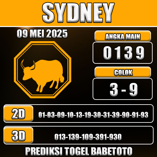 Prediksi Togel Sydney 09 Mei 2025