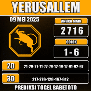 Prediksi Togel Yerusallem 09 Mei 2025