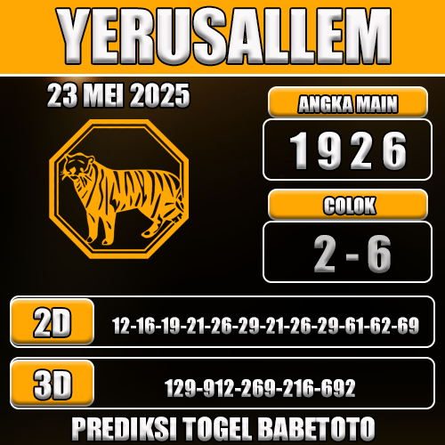 Prediksi Togel Yerusallem 23 Mei 2025