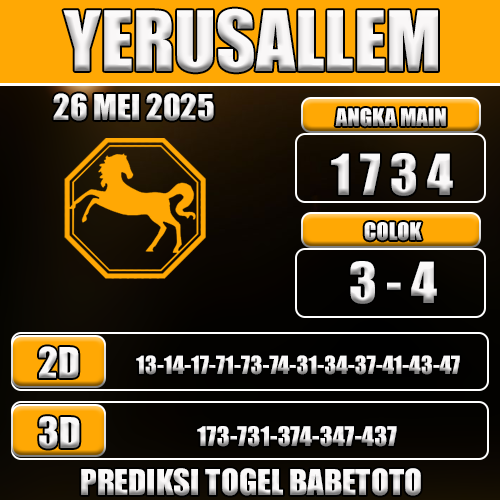 Prediksi Togel Yerusallem 26 Mei 2025