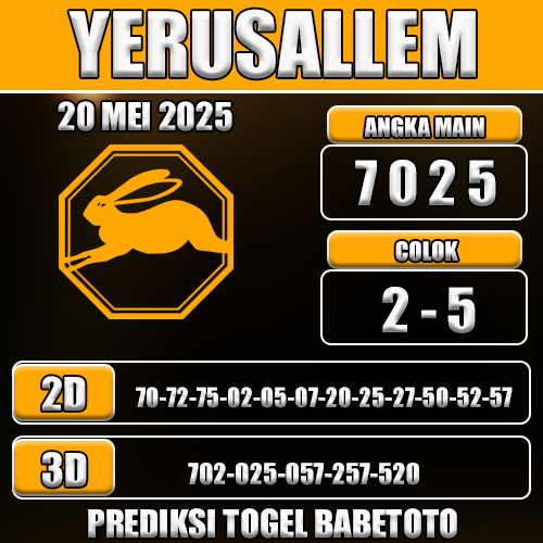 Prediksi Togel Yerusallem 20 Mei 2025