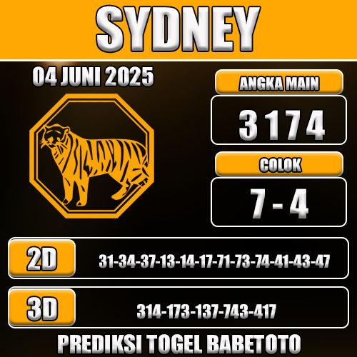 Prediksi Togel Sydney 04 Juni 2025
