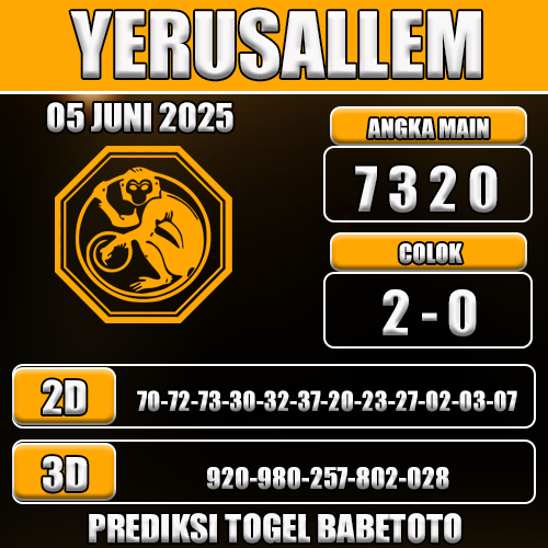Prediksi Togel Yerusallem 05 Juni 2025