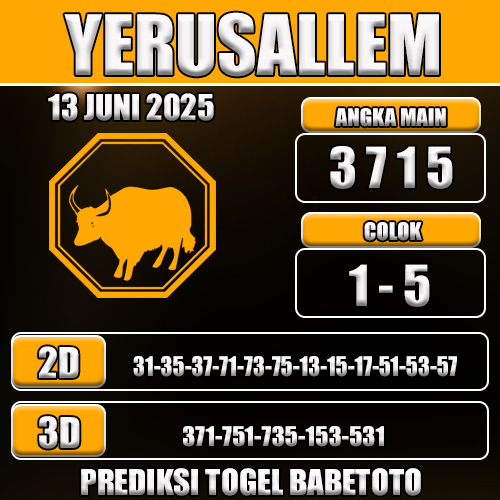 Prediksi Togel Yerusallem 13 Juni 2025