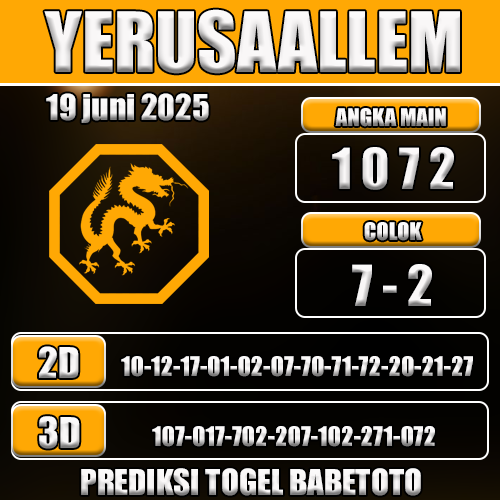 Prediksi Togel Yerusallem 19 Juni 2025