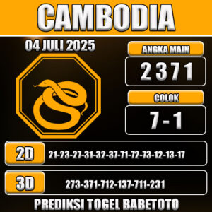 PREDIKSI TOGEL CAMBODIA 04 JULI 2025