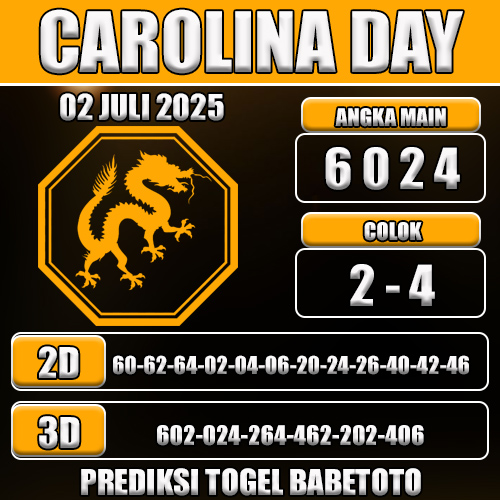 PREDIKSI TOGEL CAROLINA DAY 02 JULI 2025