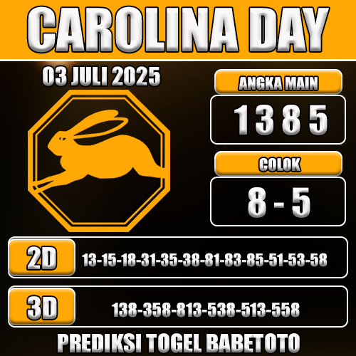 PREDIKSI TOGEL CAROLINA DAY 03 JULI 2025