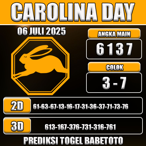 PREDIKSI TOGEL CAROLINA DAY 06 JULI 2025