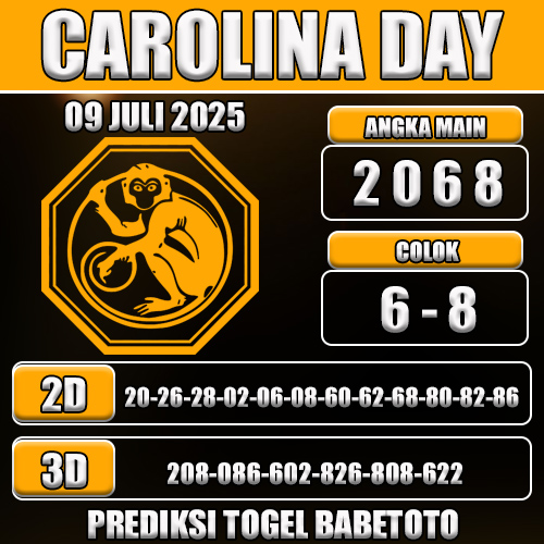 PREDIKSI TOGEL CAROLINA DAY 09 JULI 2025