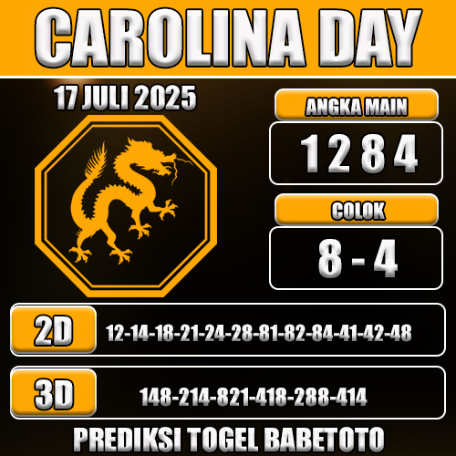 PREDIKSI TOGEL CAROLINA DAY 17 JULI 2025