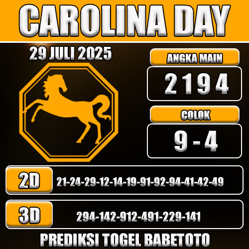 PREDIKSI TOGEL CAROLINA DAY 29 JULI 2025