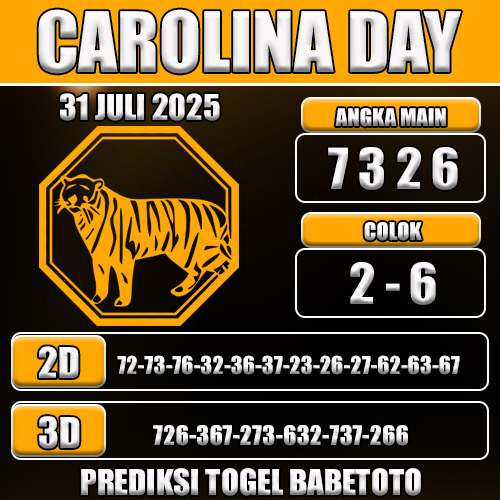 PREDIKSI TOGEL CAROLINA DAY 31 JULI 2025