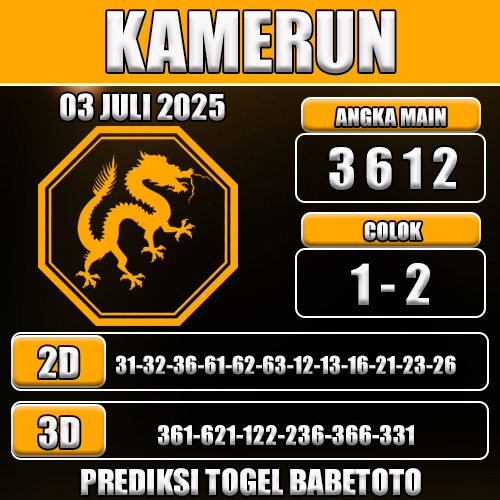 PREDIKSI TOGEL KAMERUN 03 JULI 2025