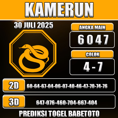 PREDIKSI TOGEL KAMERUN 30 JULI 2025
