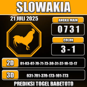 PREDIKSI TOGEL SLOWAKIA 21 JULI 2025