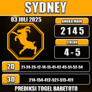 PREDIKSI TOGEL SYDNEY 03 JULI 2025