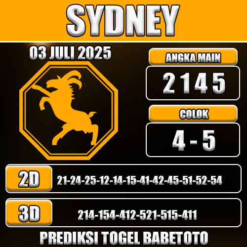 PREDIKSI TOGEL SYDNEY 03 JULI 2025