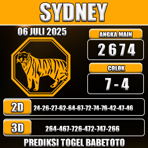 PREDIKSI TOGEL SYDNEY 06 JULI 2025