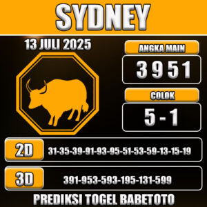 PREDIKSI TOGEL SYDNEY 13 JULI 2025
