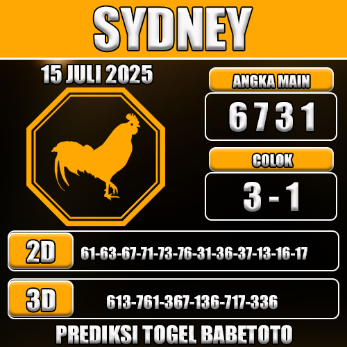 PREDIKSI TOGEL SYDNEY 15 JULI 2025