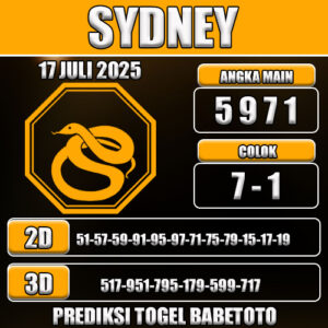 PREDIKSI TOGEL SYDNEY 17 JULI 2025