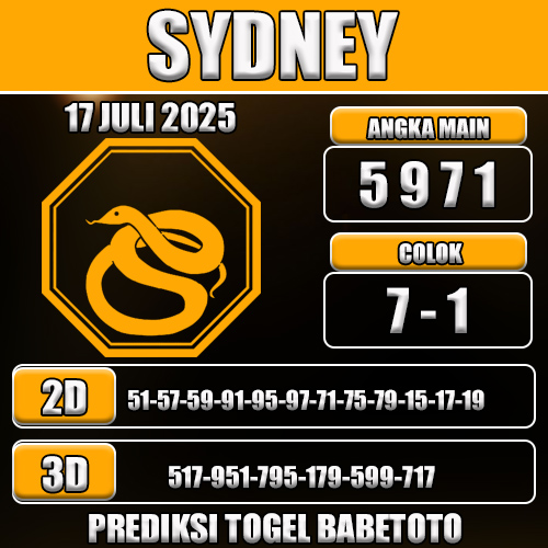 PREDIKSI TOGEL SYDNEY 17 JULI 2025