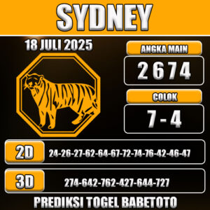 PREDIKSI TOGEL SYDNEY 18 JULI 2025
