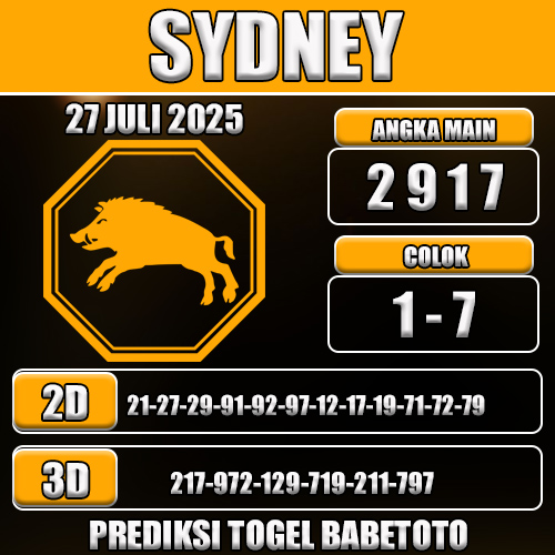 PREDIKSI TOGEL SYDNEY 27 JULI 2025