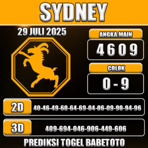 PREDIKSI TOGEL SYDNEY 29 JULI 2025