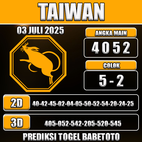 PREDIKSI TOGEL TAIWAN 03 JULI 2025