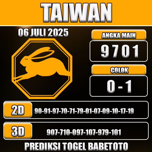 PREDIKSI TOGEL TAIWAN 06 JULI 2025