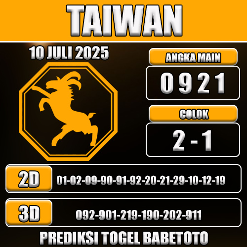 PREDIKSI TOGEL TAIWAN 10 JULI 2025