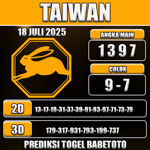 PREDIKSI TOGEL TAIWAN 18 JULI 2025