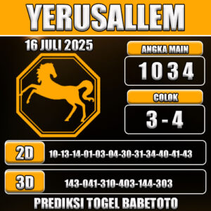 PREDIKSI TOGEL YERUSALLEM 16 JULI 2025