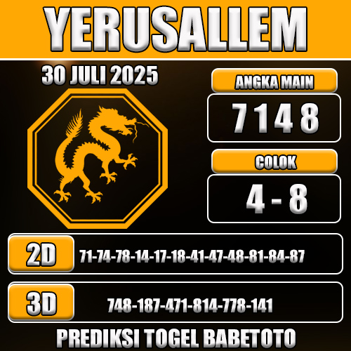 PREDIKSI TOGEL YERUSALLEM 30 JULI 2025
