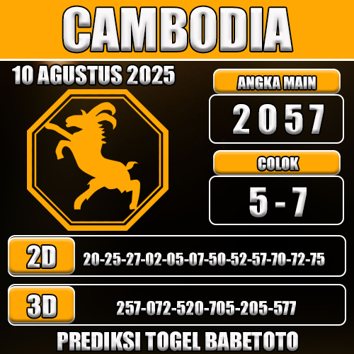 PREDIKSI TOGEL CAMBODIA 10 AGUSTUS 2025