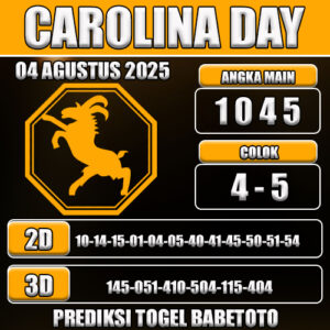 PREDIKSI TOGEL CAROLINA DAY 04 AGUSTUS 2025