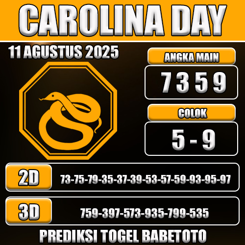 PREDIKSI TOGEL CAROLINA DAY 11 AGUSTUS 2025