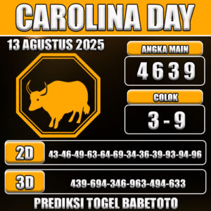 PREDIKSI TOGEL CAROLINA DAY 13 AGUSTUS 2025