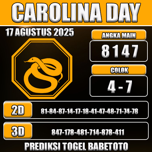 PREDIKSI TOGEL CAROLINA DAY 17 AGUSTUS 2025