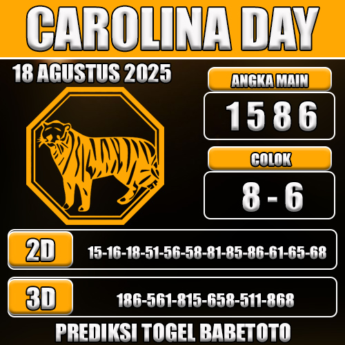 PREDIKSI TOGEL CAROLINA DAY 18 AGUSTUS 2025
