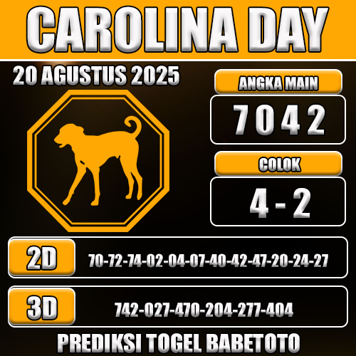 PREDIKSI TOGEL CAROLINA DAY 20 AGUSTUS 2025