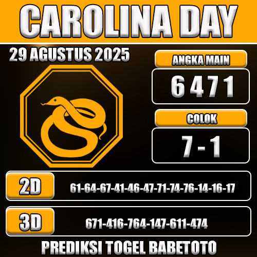 PREDIKSI TOGEL CAROLINA DAY 29 AGUSTUS 2025
