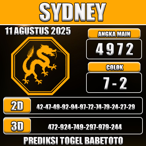 PREDIKSI TOGEL SYDNEY 11 AGUSTUS 2025