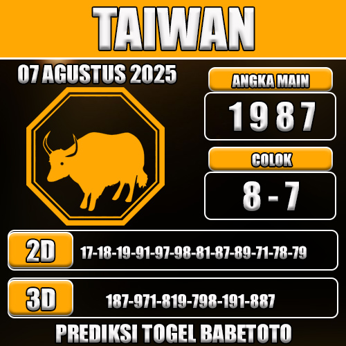 PREDIKSI TOGEL TAIWAN 07 AGUSTUS 2025