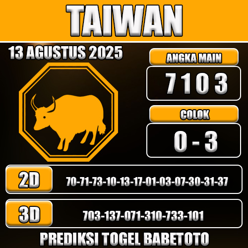 PREDIKSI TOGEL TAIWAN 13 AGUSTUS 2025