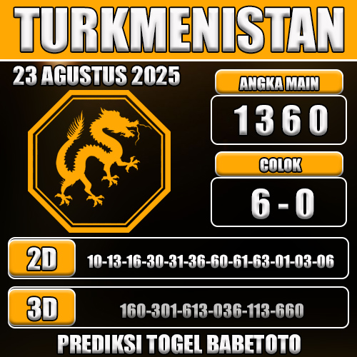 PREDIKSI TOGEL TURKMENISTAN 23 AGUSTUS 2025